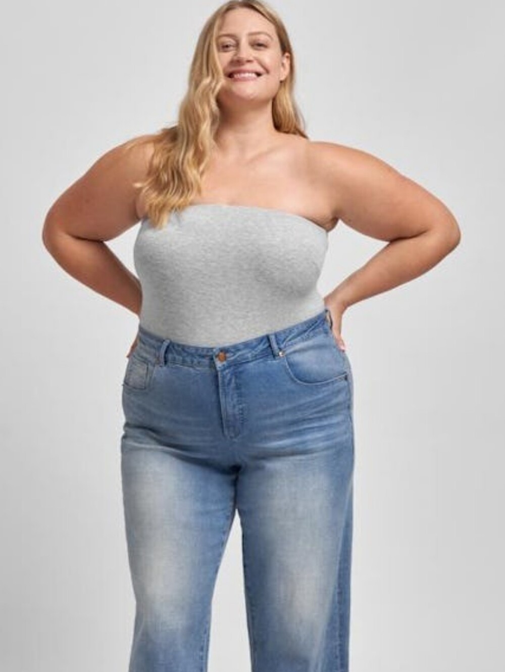 Universal Standard Foundation Bandeau Tube Top Shelf Bra S 14-16 Plus Grey Soft